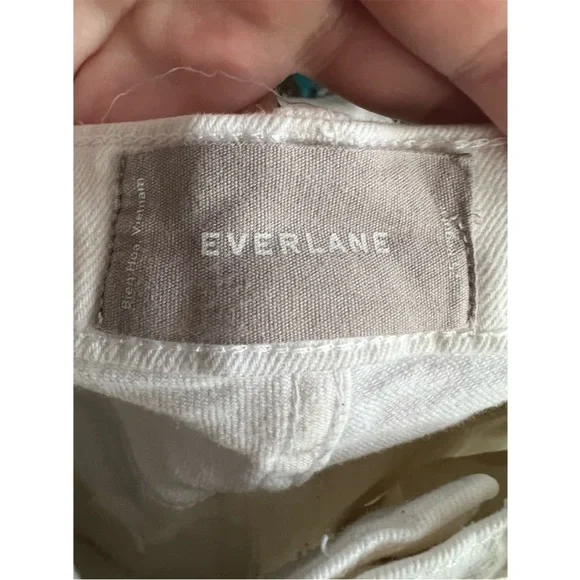 Everlane Women's High Rise Kick Crop Jeans Raw Hem Denim White Size 25R - Picture 9 of 11